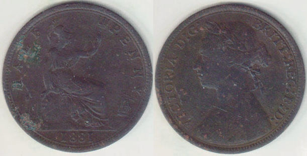 1881 Great Britain Half Penny A005858